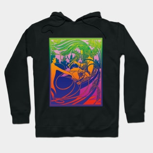 Flute Lady (orange on pink) Hoodie